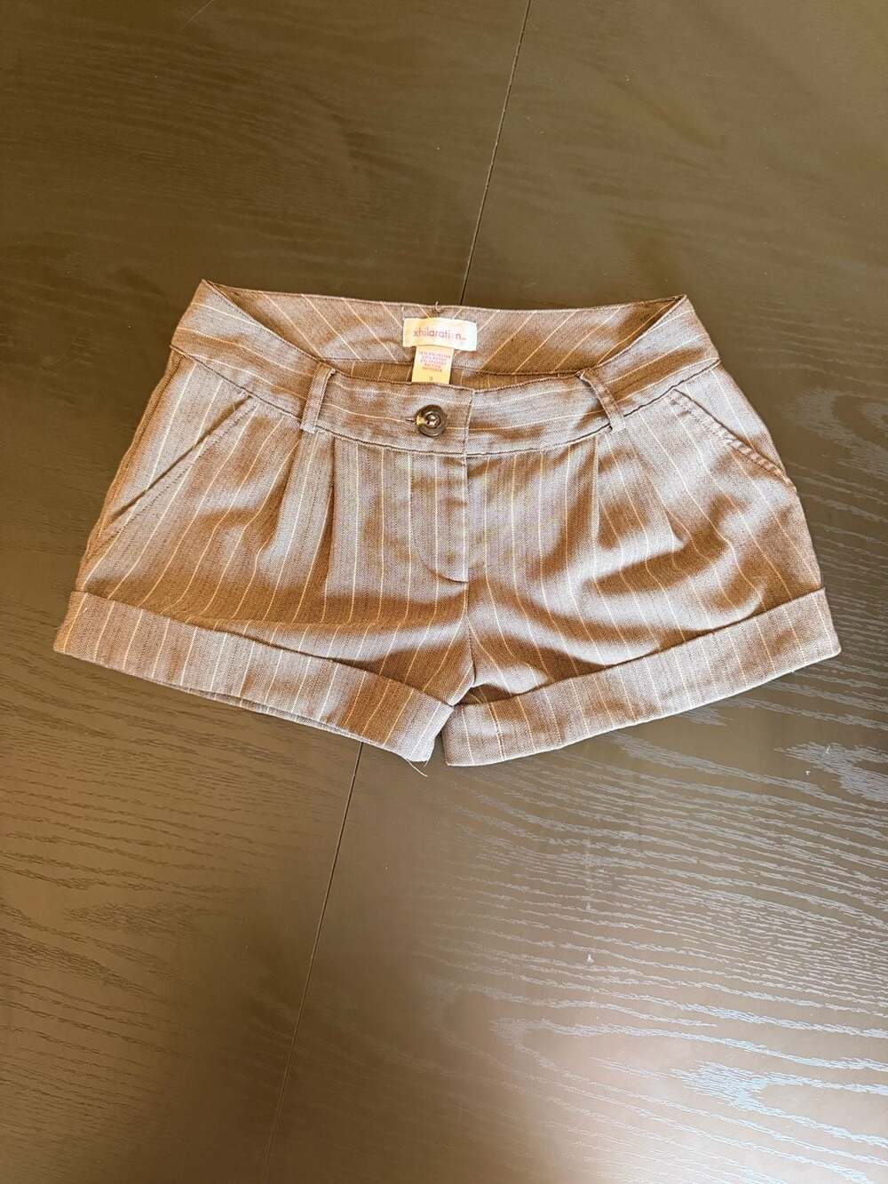 Xhilaration Brown Pinstripe Herringbone Cuffed Shorts